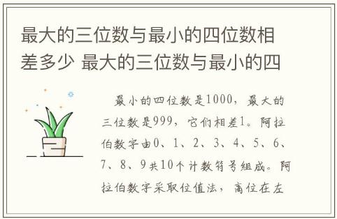 最大的三位数与最小的四位数相差多少 最大的三位数与最小的四位数之间差多少