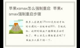 苹果xsmax怎么强制重启  苹果xsmax强制重启步骤