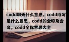 codd聊天什么意思,codd全称意思